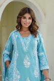 Blue Motif Printed Suit Set with Palazzos and Dupatta
