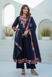 Black Yoke Detail Anarkali Suit Set with Palazzos and Kota Doriya Dupatta