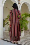 Black and Red Stripes Kurta Set with Palazzos and Dupatta