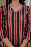 Black and Red Stripes Kurta Set with Palazzos and Dupatta