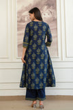 Indigo Ethnic Aline Suit Set with Palazzo and Dupatta