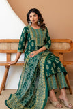 Green Motif Print Cotton Kurta Set with Trousers and Dupatta