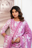 Pink Floral Print Cotton Kurta Set with Trousers and Dupatta
