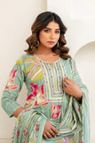 Green Floral Print Aline Suit Set with Palazzo and Dupatta