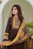 Brown Yoke Design Solid Kurta Set with Palazzos and Printed Dupatta