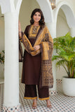 Brown Yoke Design Solid Kurta Set with Palazzos and Printed Dupatta