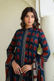 Navy Pintucks Detail Front Slit Suit Set with Palazzos and Dupatta