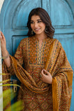 Mustard Ajrakh Print Kurta Set with Palazzos and Dupatta
