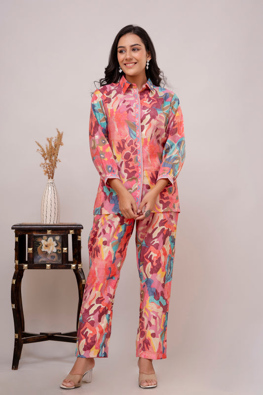 ALLISON - Coordinated Embroidered Shirt and Pants Set