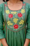 Green Patchwork Festive Aline Suit Set with Palazzo and Dupatta