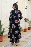 Black and Purple Aline Suit Set with Palazzo and Dupatta
