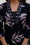 Black and Purple Aline Suit Set with Palazzo and Dupatta