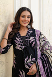 Black and Purple Aline Suit Set with Palazzo and Dupatta