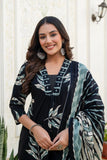 Black and Green Aline Suit Set with Palazzo and Dupatta