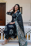 Black and Green Aline Suit Set with Palazzo and Dupatta