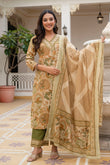 Green Floral Print Cotton Kurta Set with Palazzos and Kota Doriya Dupatta