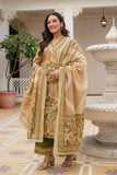 Green Floral Print Cotton Kurta Set with Palazzos and Kota Doriya Dupatta
