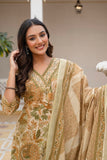 Green Floral Print Cotton Kurta Set with Palazzos and Kota Doriya Dupatta