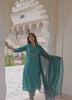 Urvi - Teal Motif Printed Cotton Kurta Set with Dupatta