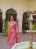 Sejal - Pink Ethnic Printed Front Pleated A-line Cotton Kurta Set with Dupatta