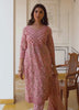 Kusha - Pink Floral Printed Cotton Kurta Set with Dupatta