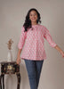 Itzel - Pink and White Collar Neck Cotton Katha Top