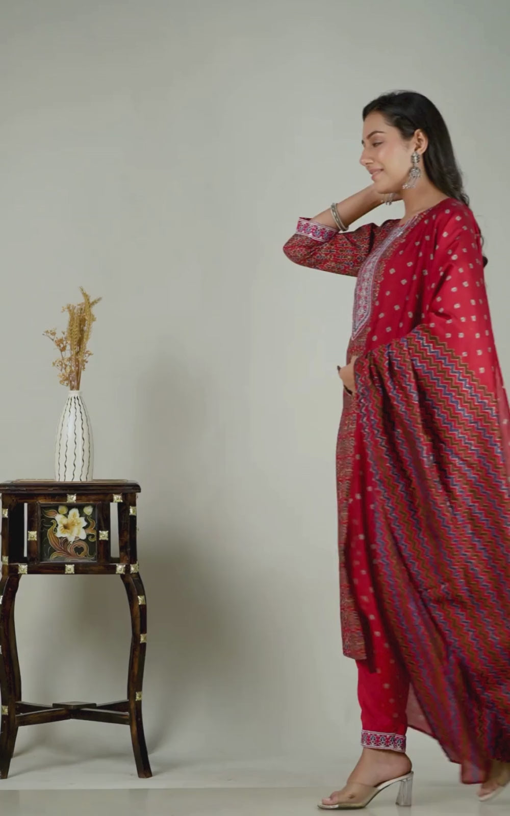 Red Silk Designer Kurta Sets