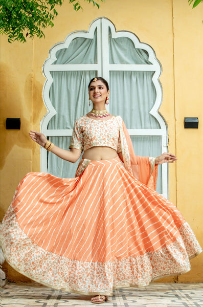 A Line Lehenga Choli In Off White Color – Mindhal