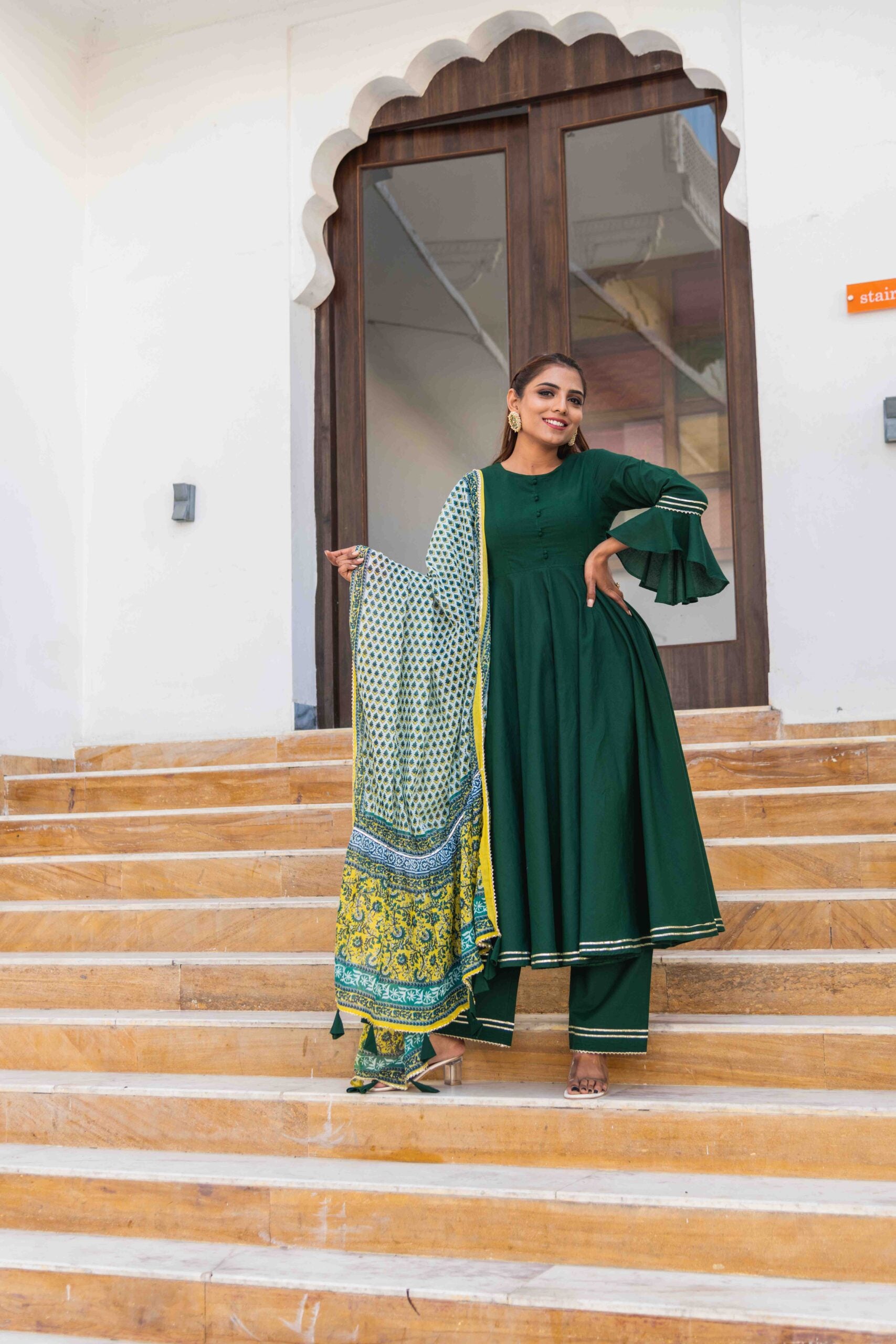 Green Cotton Kurta Set