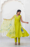 Yellow Handpainted Dupatta Suit Set