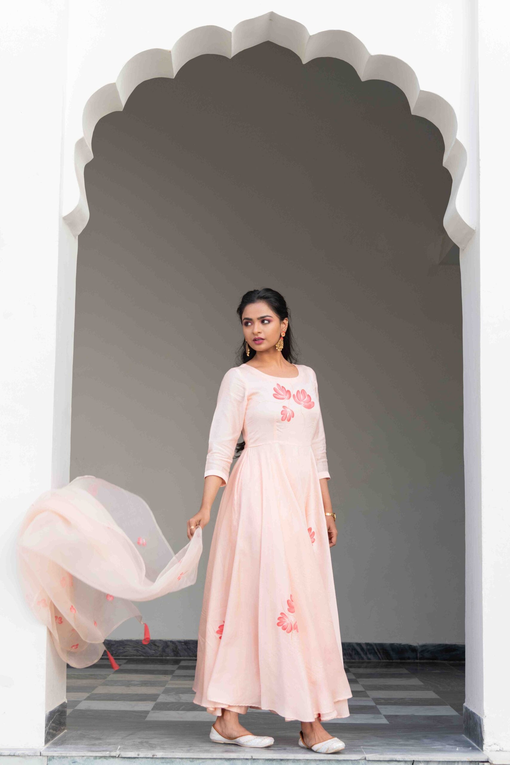 Rama georgette umbrella falir gown | Long dress design, Beautiful long  dresses, Fashion drawing dresses