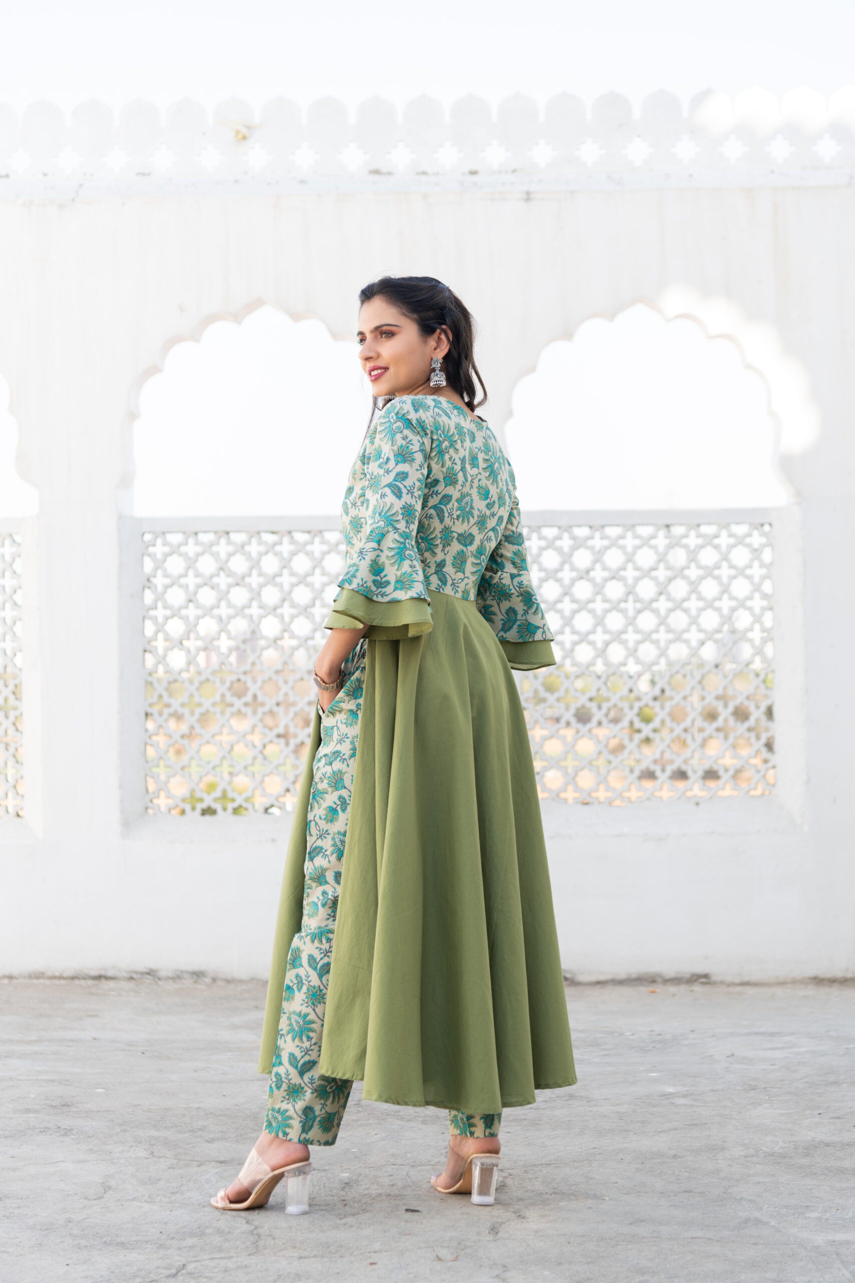 Buy Trendy A-Line Green Kurta Set, Women Dresses