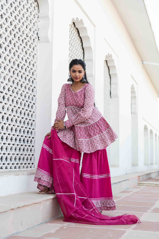 PinkColour Heavy Embroidered Partywear Sharara Dress For Party Looks - KSM  PRINTS - 4274094