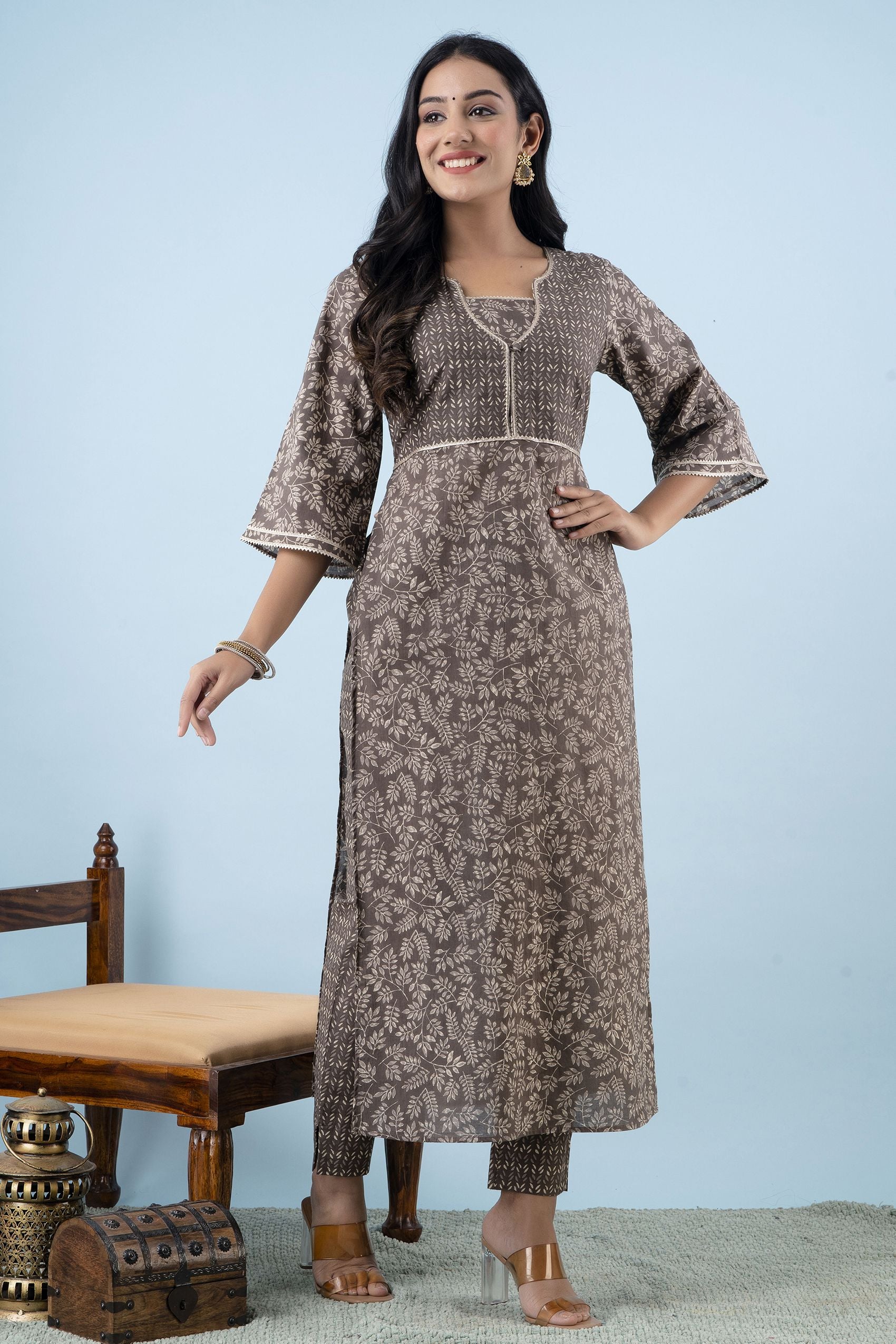 Ladies Cotton Printed Kurta Set